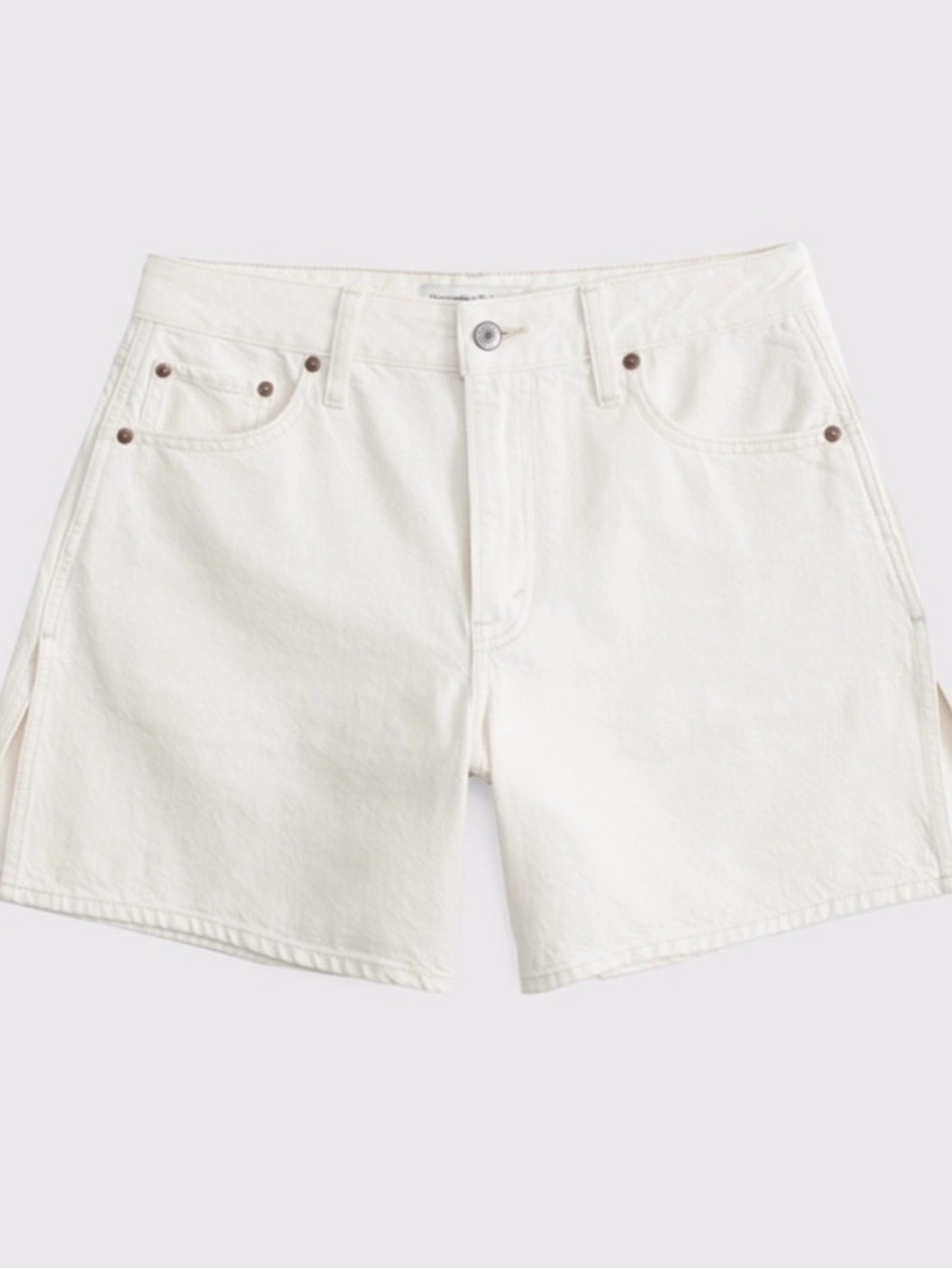 A&F White Denim High-Rise Dad Shorts